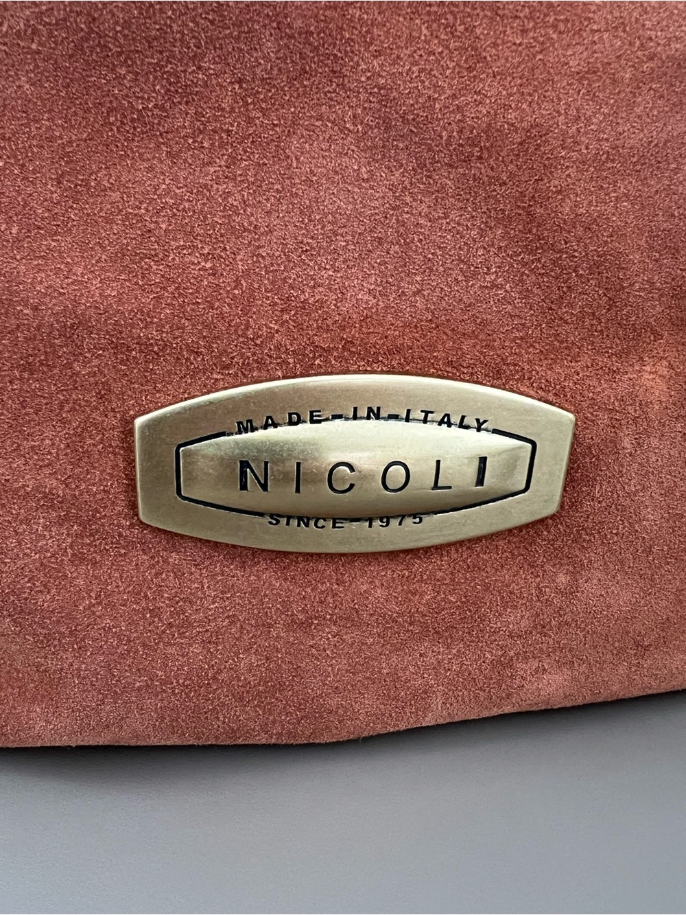 NICOLI Rust Suede Leather Tote Bag Made in Italy - Picture 4 of 13